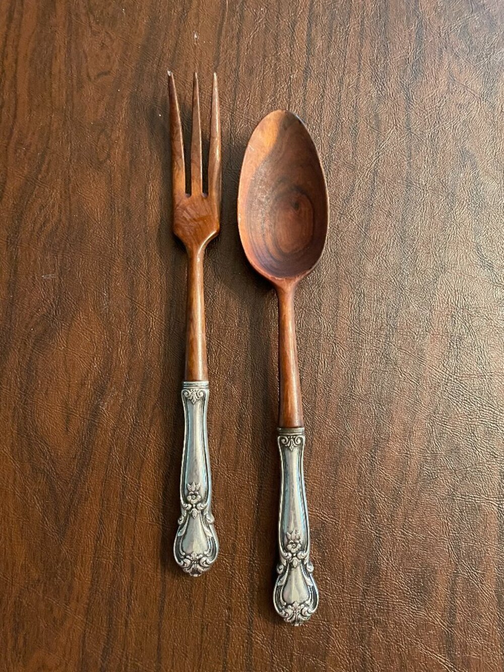 Antique Vintage WEB Sterling Silver 925 Handle Salad Fork Set